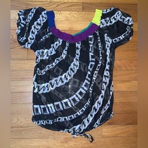 La Perla Chain Mardi Gras Silk Blouse 42